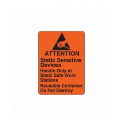 SL-1, Etykieta ostrzegawcza - "ładunki elektrostatyczne", papierowa, pomarańczowo-czarna, 63,50 x 45,97 mm