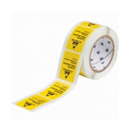 SL-2, Etykieta ostrzegawcza - "ładunki elektrostatyczne", papier odporny na uszkodzenia, żółto-czarna, 63,50 x 45,97 mm