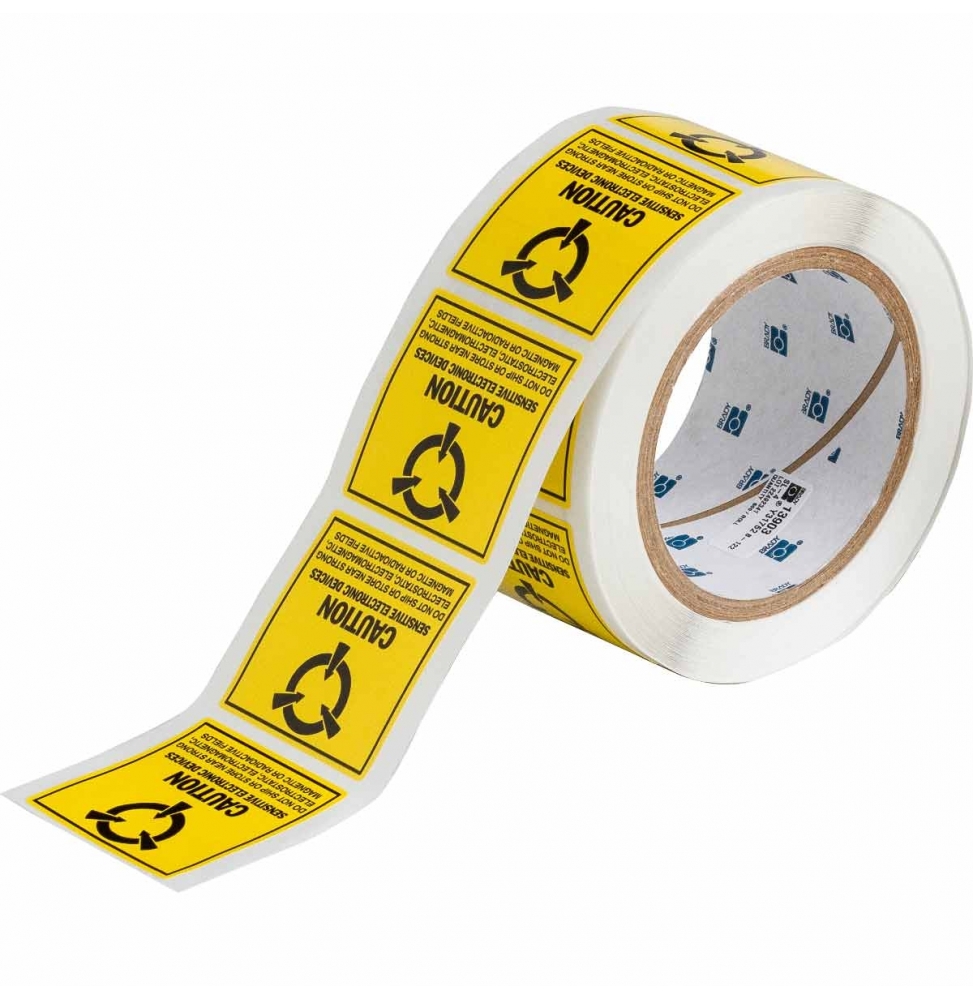 SL-4, Etykieta ostrzegawcza - "ładunki elektrostatyczne", papier odporny na uszkodzenia, żółto-czarna, 50,80 x 50,80 mm