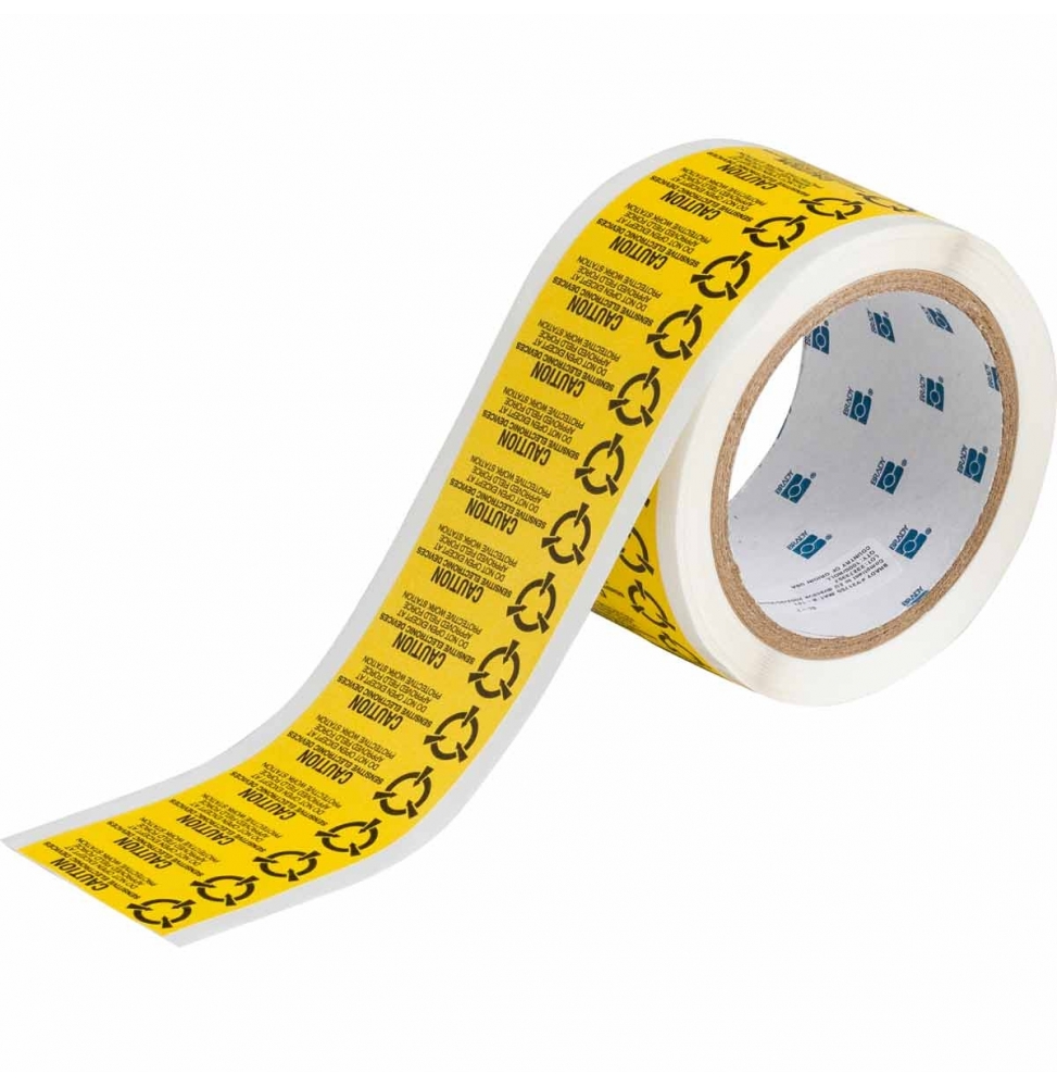 SL-7, Etykieta ostrzegawcza - "ładunki elektrostatyczne", papier, żółto-czarna, 15,90 x 50,80 mm