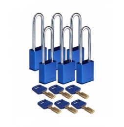 Kłódki SafeKey – aluminiowe (6szt.), ALU-BLU-76ST-KD6PK, niebieskie