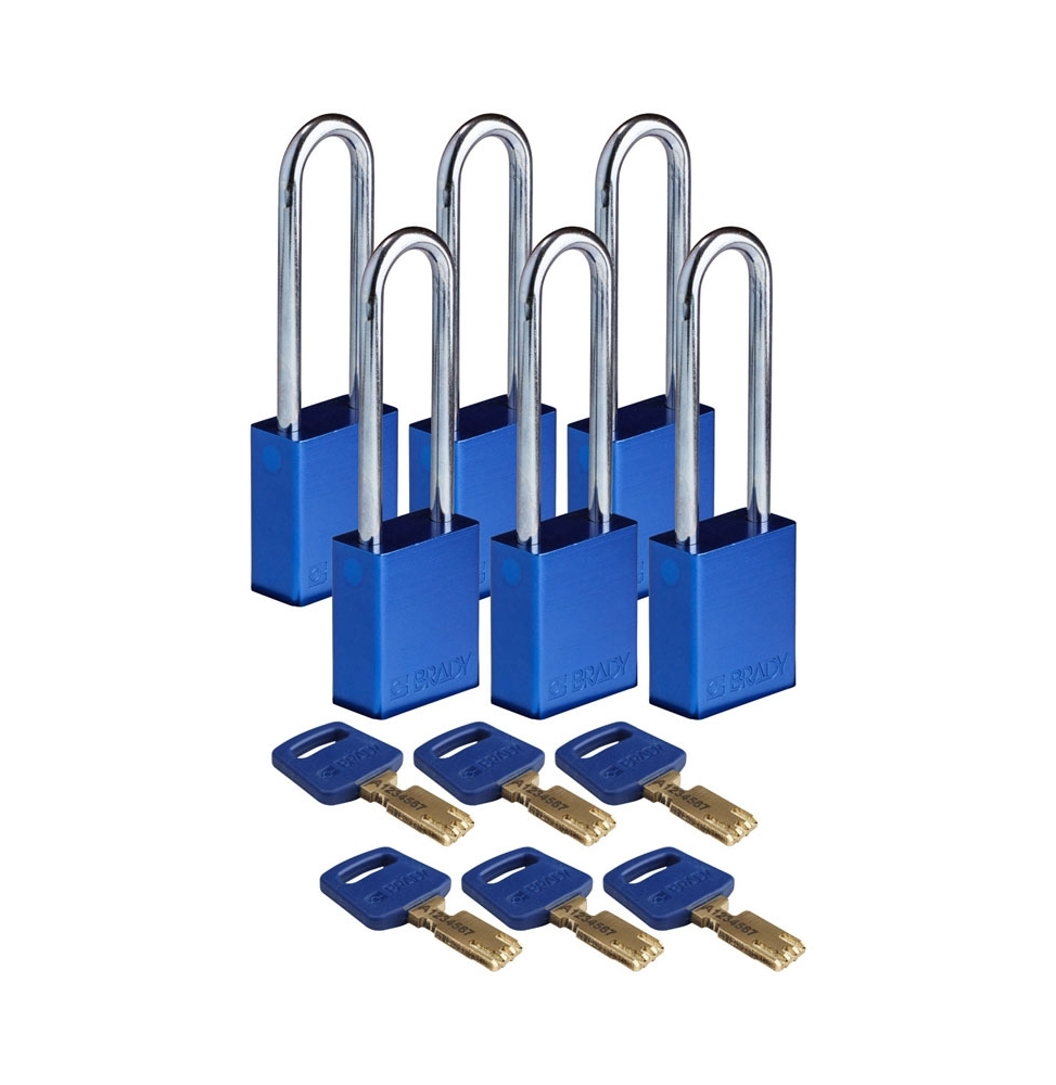 Kłódki SafeKey – aluminiowe (6szt.), ALU-BLU-76ST-KD6PK, niebieskie