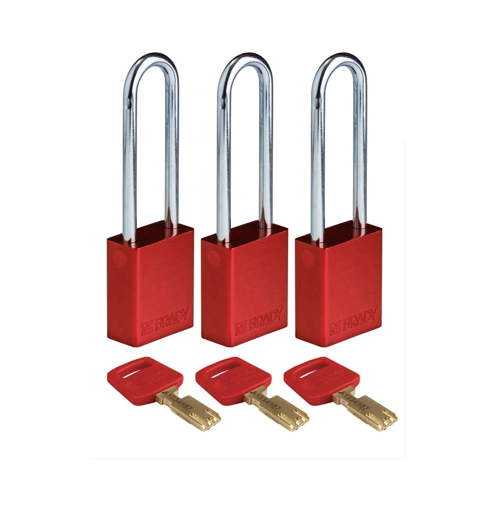 Kłódki SafeKey – aluminiowe (3szt.), ALU-czerwona-76ST-KA3PK, czerwone