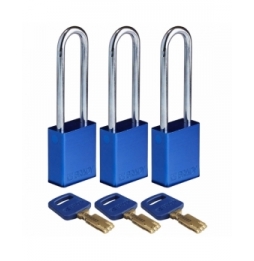 Kłódki SafeKey – aluminiowe (3szt.), ALU-BLU-76ST-KA3PK, niebieskie