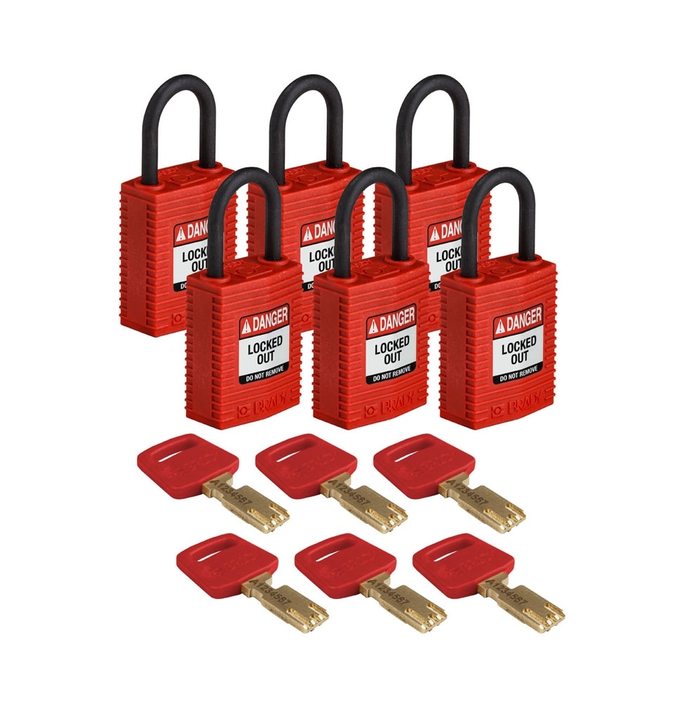 Kłódki SafeKey – kompaktowe (6szt.), CPT-czerwona-25PL-KD6PK, czerwone