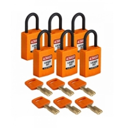 Kłódki SafeKey – kompaktowe (6szt.), CPT-ORG-25PL-KD6PK, pomarańczowe
