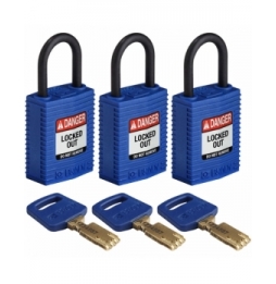 Kłódki SafeKey – kompaktowe (3szt.), CPT-BLU-25PL-KA3PK, niebieskie