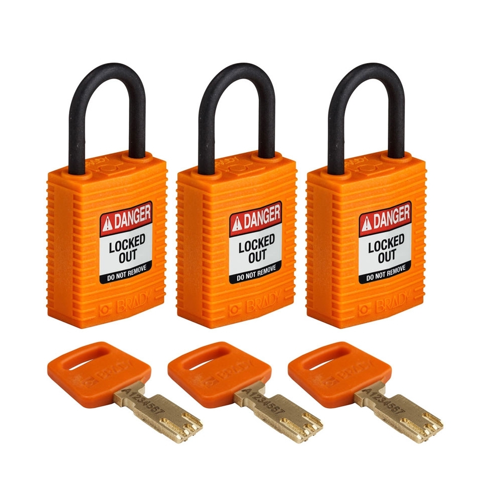 Kłódki SafeKey – kompaktowe (3szt.), CPT-ORG-25PL-KA3PK, pomarańczowe