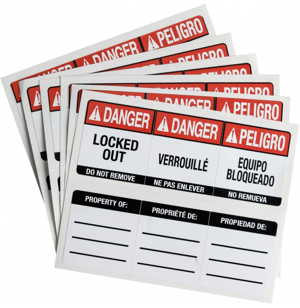150555, Etykiety do kłódek SafeKey (6szt.), 6 Sets of Labels for Brady Safekey Locks