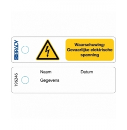 Minizawieszka – ''Waarschuwing: Gevaarlijke elektrische spanning'' – NL (50szt.), MITAG-W012-NL/50