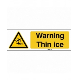 Znak bezpieczeństwa ISO – Ostrzeżenie przed cienkim lodem, W/W043/EN486/PP-297X105-1