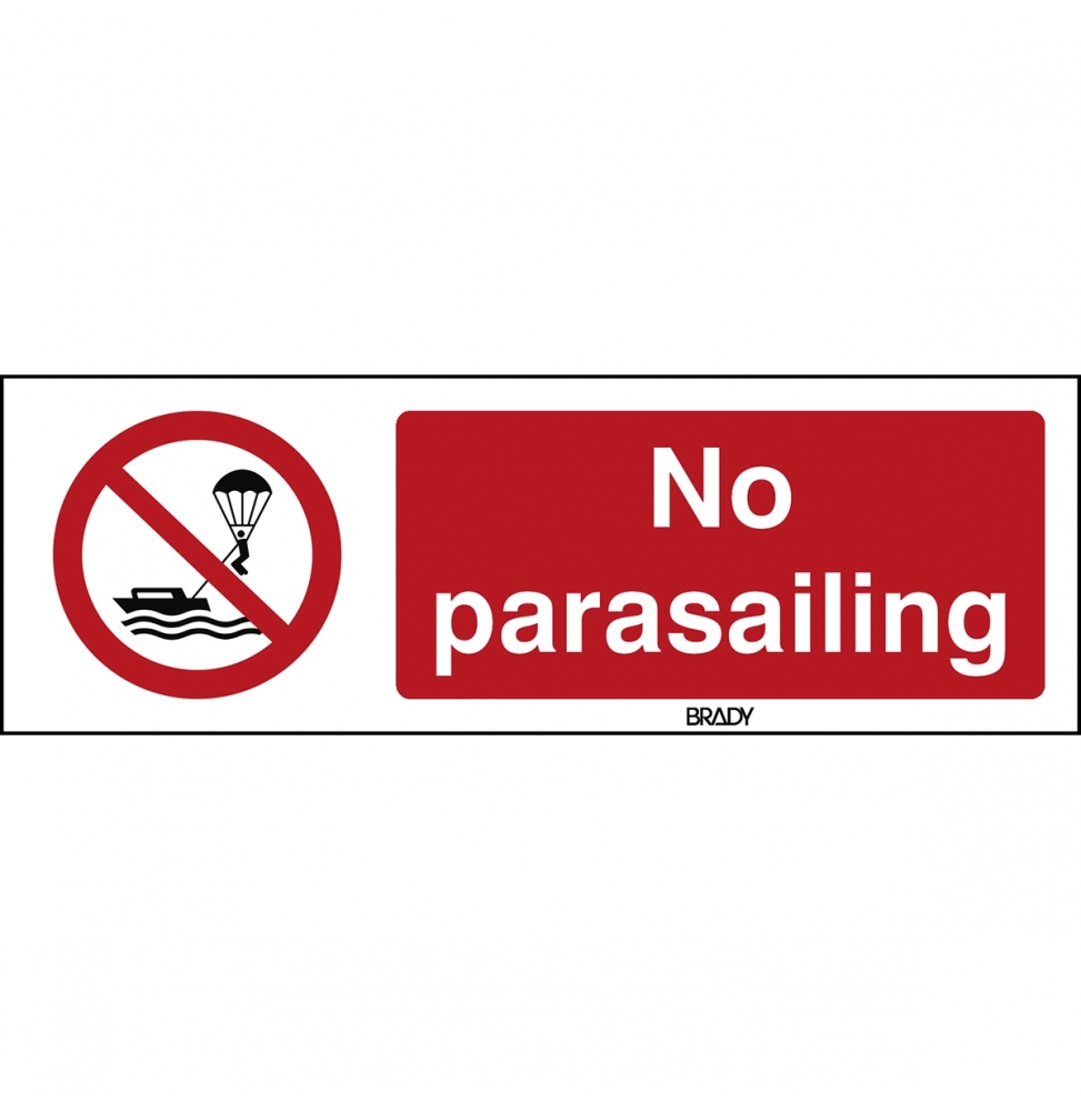 Znak bezpieczeństwa ISO – Zakaz uprawiania parasailingu, P/P066/EN484/PE-297X105-1