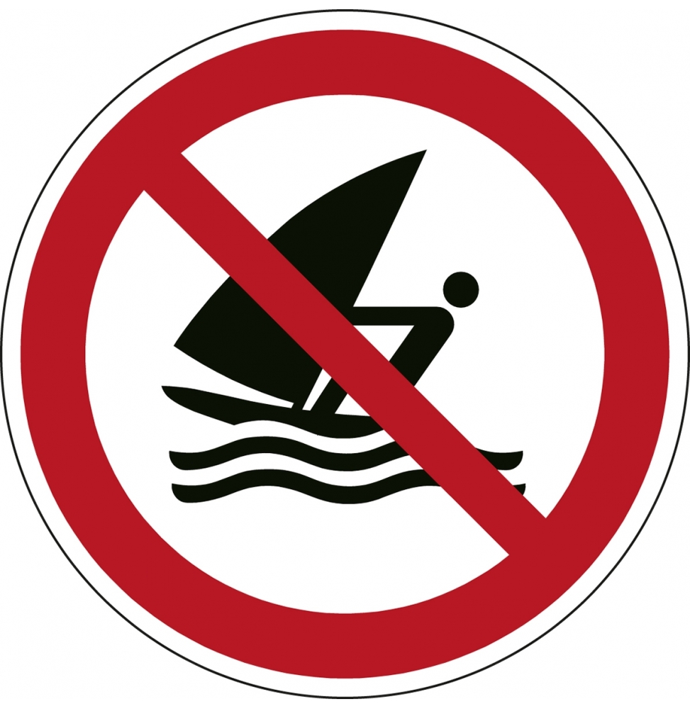 Znak bezpieczeństwa ISO – Zakaz uprawiania windsurfingu, P/P054/NT/PE-DIA100-1