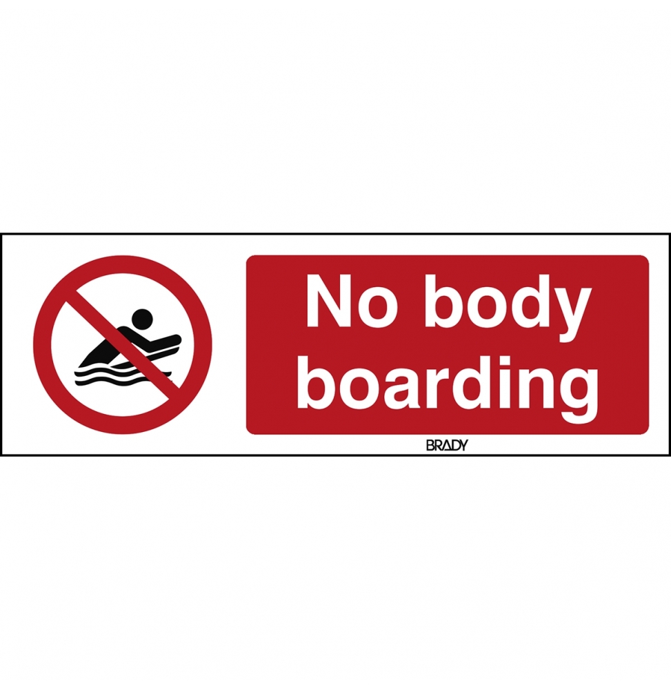 Znak bezpieczeństwa ISO – Zakaz surfowania w pozycji na brzuchu, P/P063/EN481/PP-297X105-1