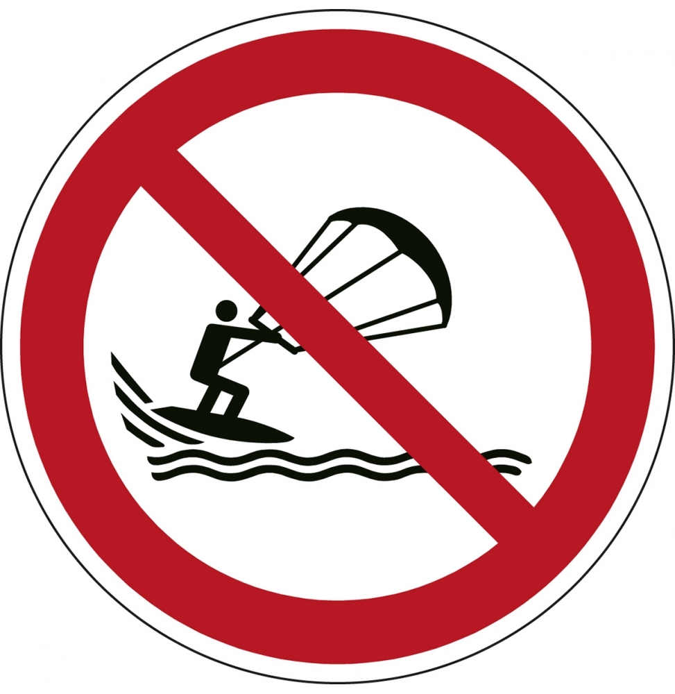 Znak bezpieczeństwa ISO – Zakaz uprawiania kitesurfingu, P/P065/NT/PP-DIA400-1