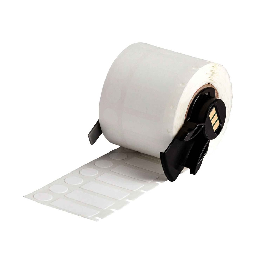 Etykiety laboratoryjne z tkaniny nylonowej białe PTL-98-499 wym. 25.40 mm x 9.53 mm + kółko 9.53 mm, 500 szt.
