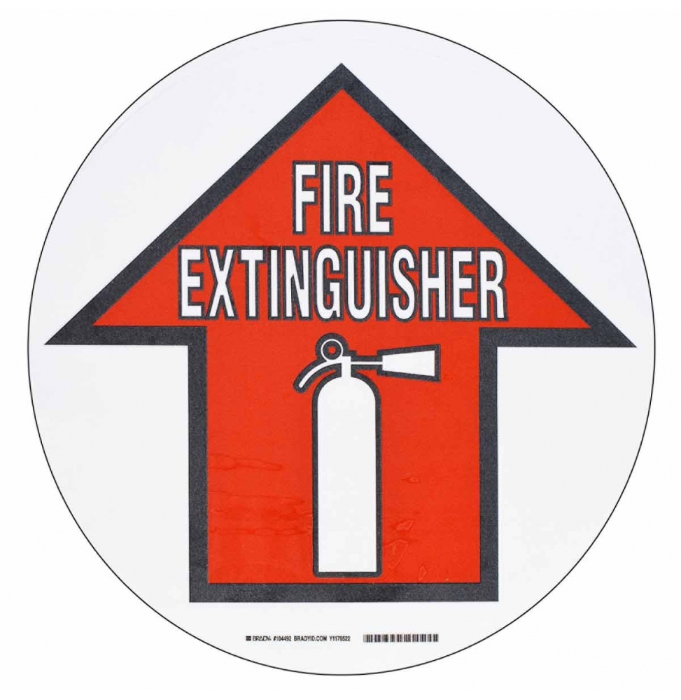 ToughStripe – Gotowe znaki podłogowe, RD/BK/WT FIRE EXTING W/SYM 431,8 MM DIA