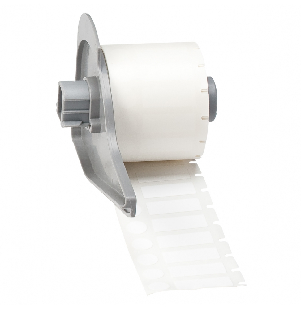 Etykiety laboratoryjne z tkaniny nylonowej białe M71-98-499 wym. 25.40 mm x 9.53 mm + kółko 9.53 mm, 500 szt.