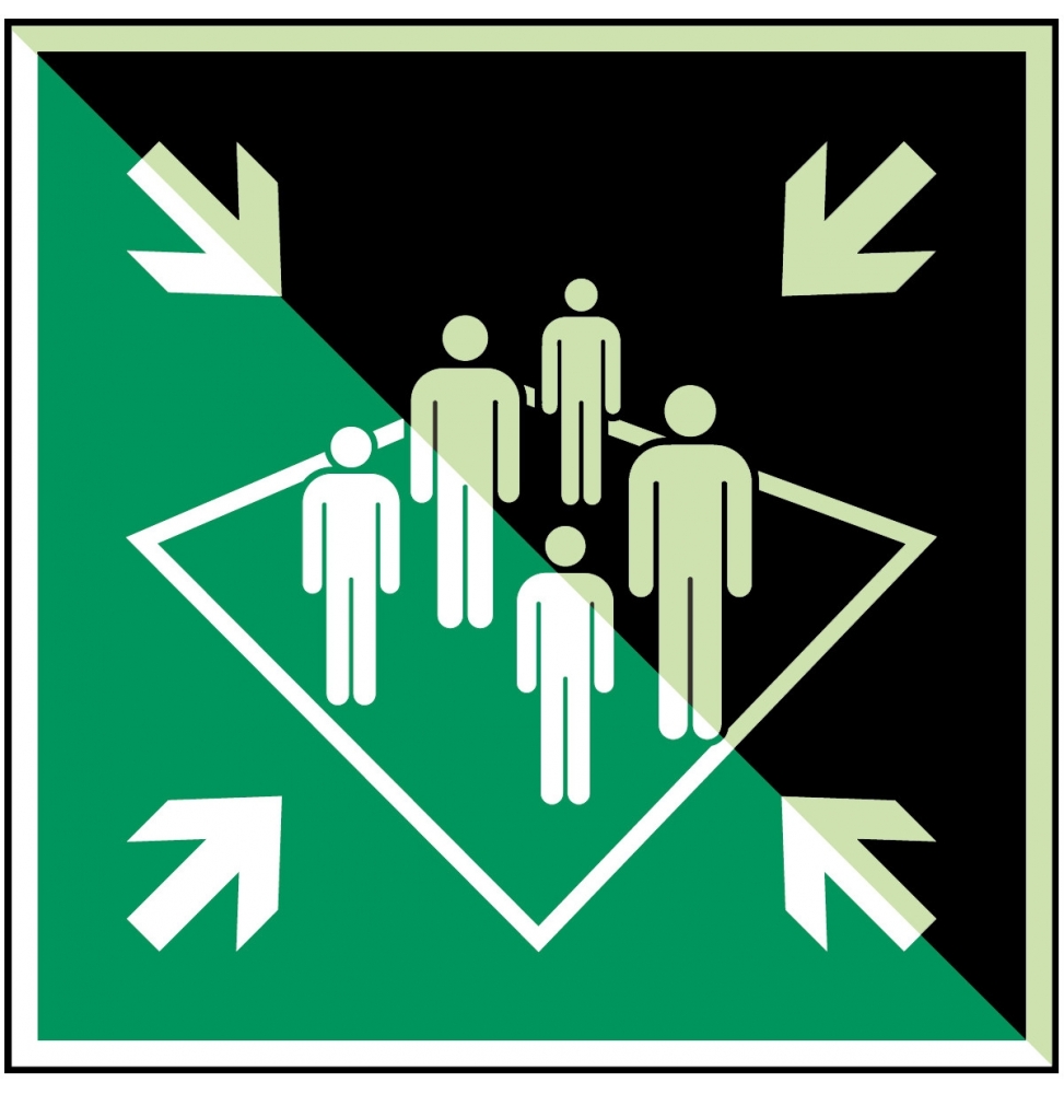 Pokładowe miejsce zbiórki – ISO 7010, E/E032/NT-SA-PHOLUMC-150X150/1-B