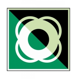 Koło ratunkowe – ISO 7010, E/E040/NT-ALU-PHOLUMC-150X150/1-B