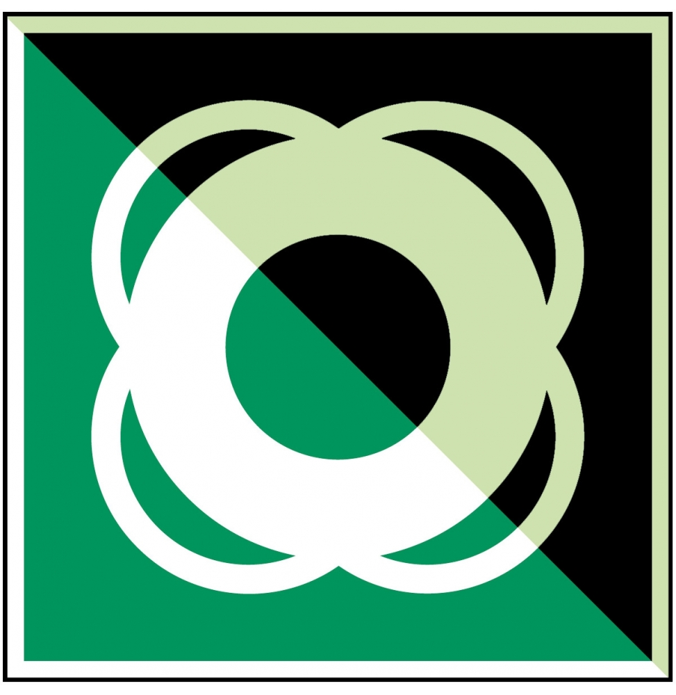 Koło ratunkowe – ISO 7010, E/E040/NT-ALU-PHOLUMC-150X150/1-B