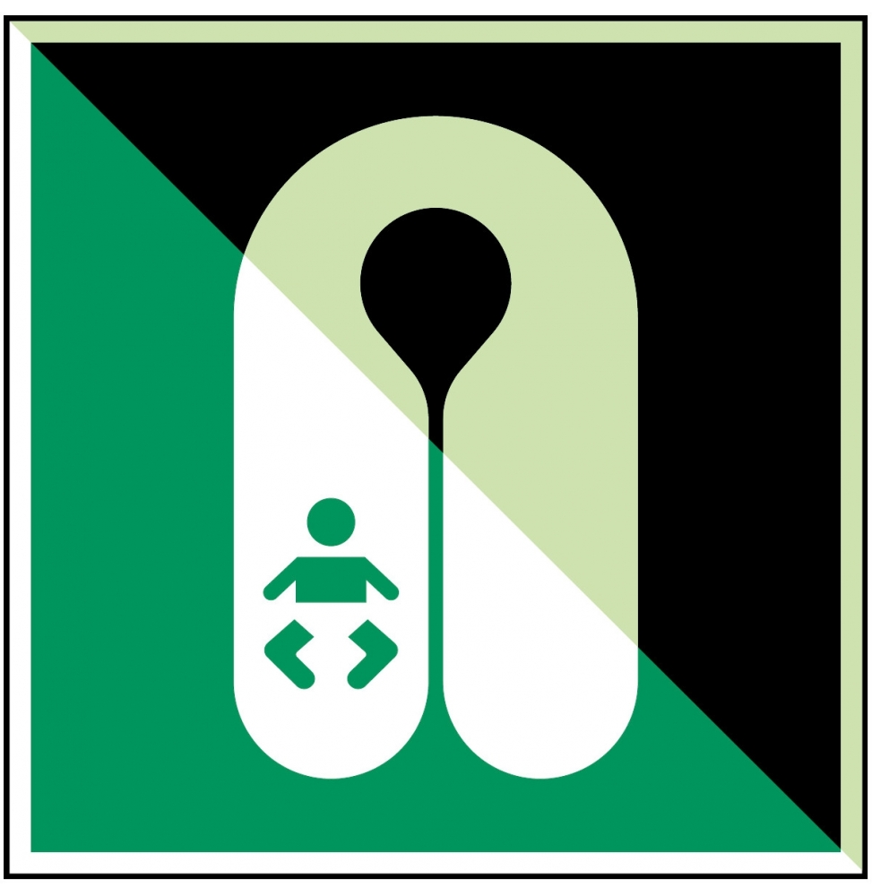 Pas ratunkowy dla niemowląt – ISO 7010, E/E046/NT-ALU-PHOLUMC-150X150/1-B