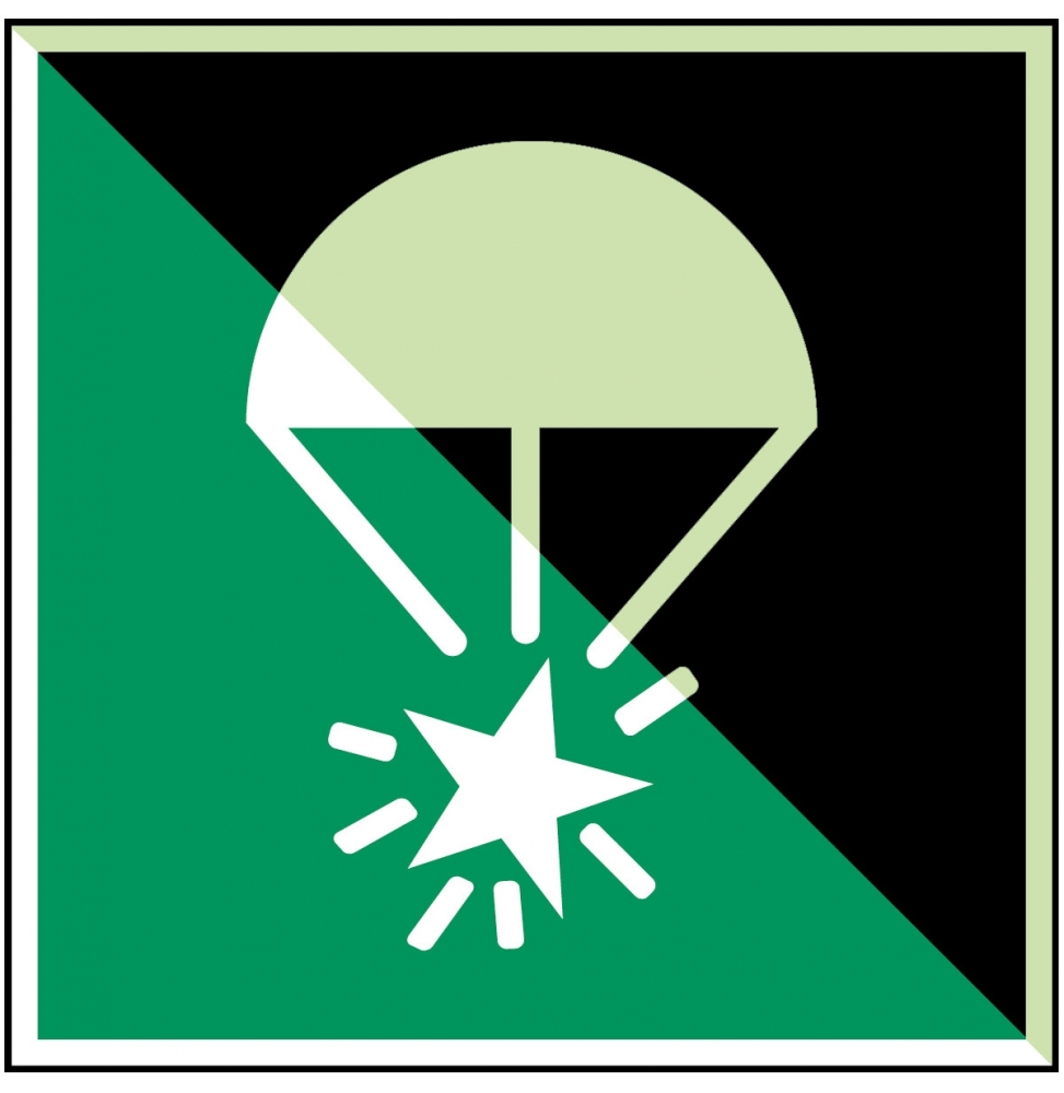 Rakieta spadochronowa – ISO 7010, E/E049/NT-PP-PHOLUMB-150X150/1-B