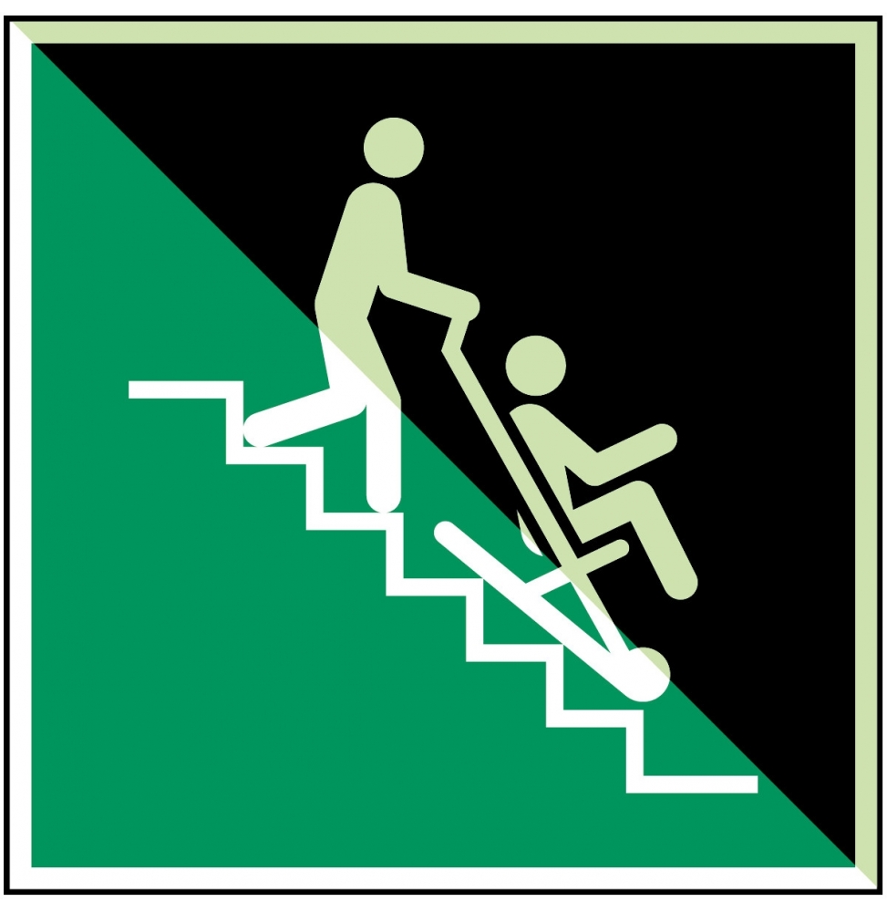 Krzesło ewakuacyjne – ISO 7010, E/E060/NT-ALU-PHOLUMC-100X100/1-B