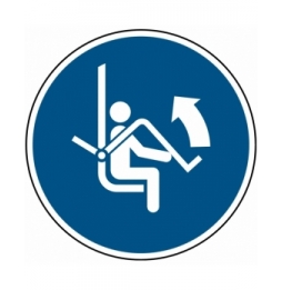 Nakaz otwarcia zabezpieczenia krzesełka wyciągu – ISO 7010, M/M034/NT-SA-DIA150/1-B