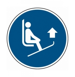 Nakaz podniesienia przodów nart – ISO 7010, M/M036/NT-SA-DIA100/1-B
