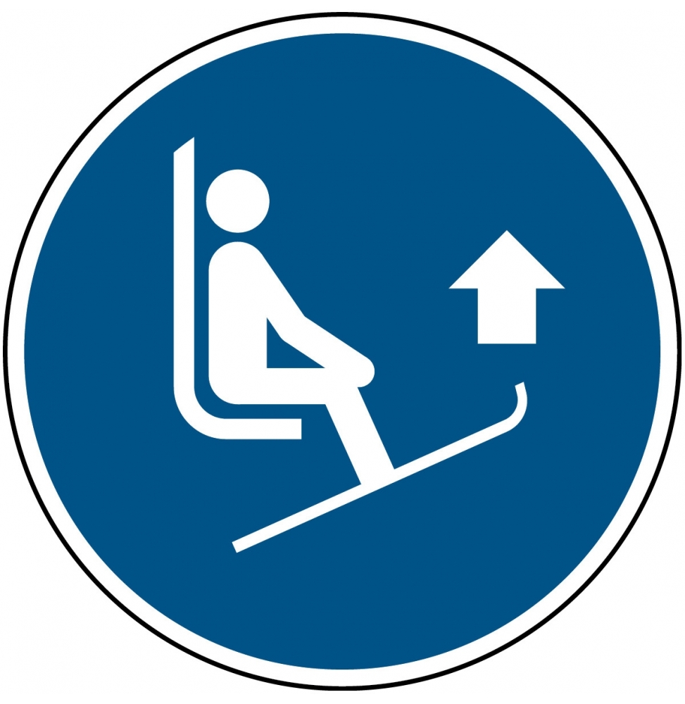 Nakaz podniesienia przodów nart – ISO 7010, M/M036/NT-SA-DIA100/1-B