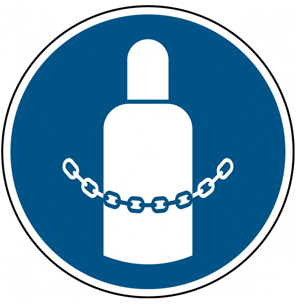 Nakaz zabezpieczenia butli z gazem – ISO 7010, M/M046/NT-ALU-DIA150/1-B