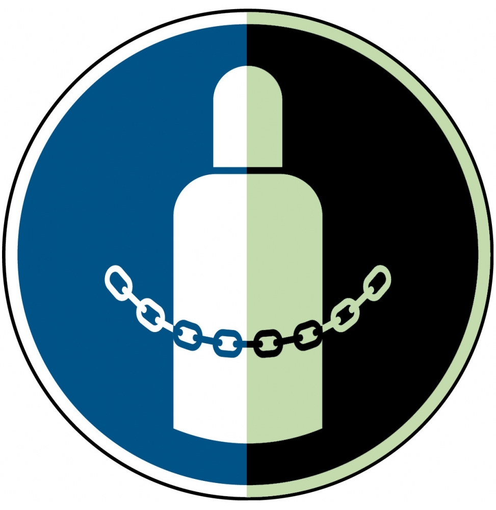 Nakaz zabezpieczenia butli z gazem – ISO 7010, M/M046/NT-PP-PHOLUMB-DIA100/1-B