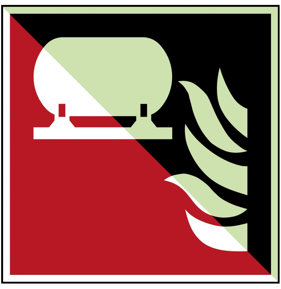 Stacjonarna instalacja przeciwpożarowa – ISO 7010, F/F012/NT-ALU-PHOLUMC-100X100/1-B
