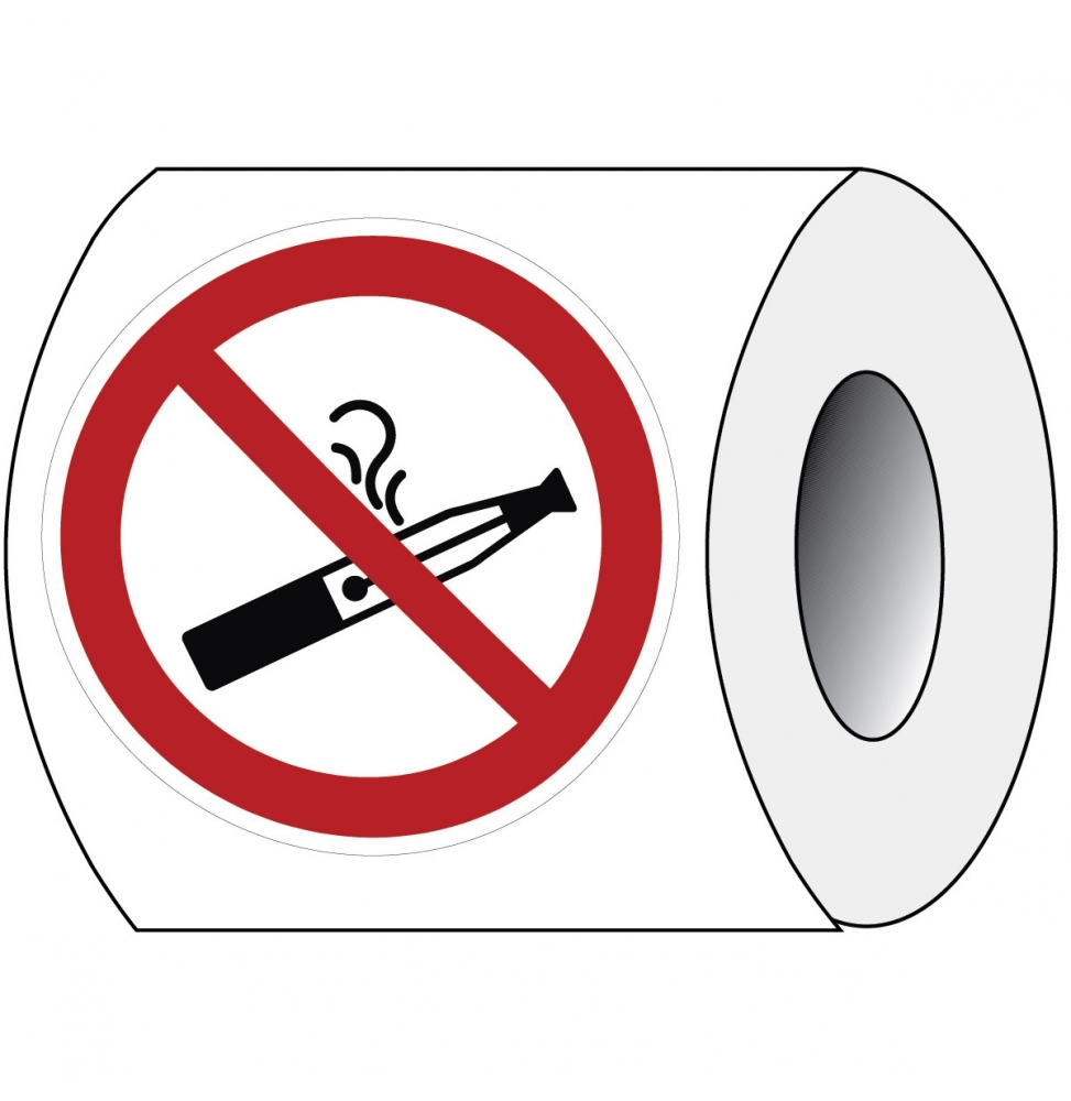 Znaki zakazu na rolce – Zakaz palenia e-papierosów (250szt.), P/PIC900/NT-SA-DIA50/250-B