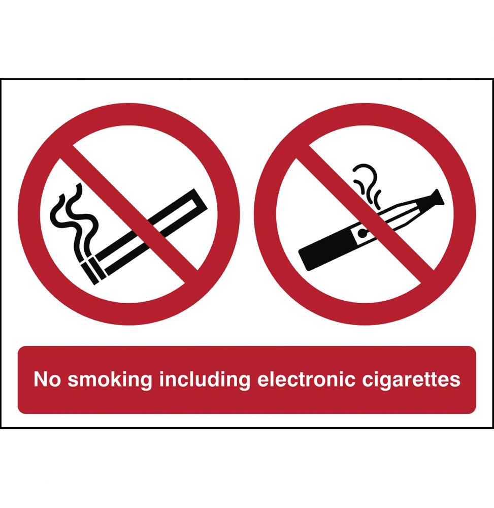 Znak zakazu – Zakaz palenia, w tym e-papierosów, P/P002/PIC900/EN119-PP-420x297/1-B