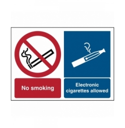 Znaki zakazu – Zakaz palenia, dozwolone palenie e-papierosów, P/P002/PIC901/EN120-PP-420x297/1-B