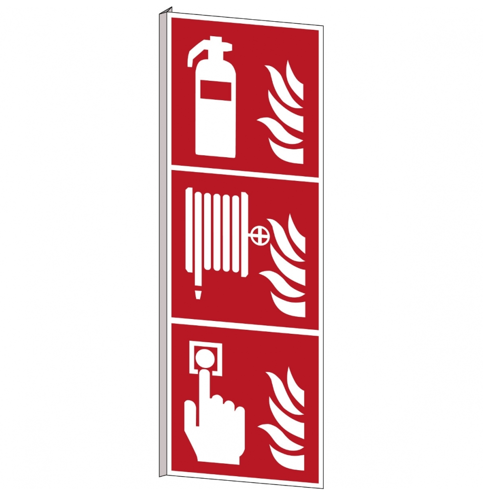 Gaśnica, hydrant i alarm pożarowy – ISO 7010, F/F001/F002/F005/NT-BIPVC-200X600/1-B