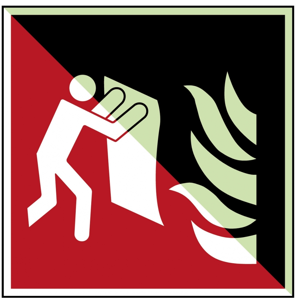 Koc przeciwpożarowy – znak bezpieczeństwa – ISO7010, F/F016/NT-SA-PHOLUMB-148X148/1-B