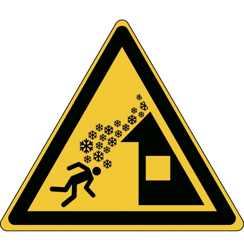 Ostrzeżenie przed spadającą z dachu lawiną – Znak bezpieczeństwa – ISO 7010, W/W040/NT-ALU-TRI200/1-B