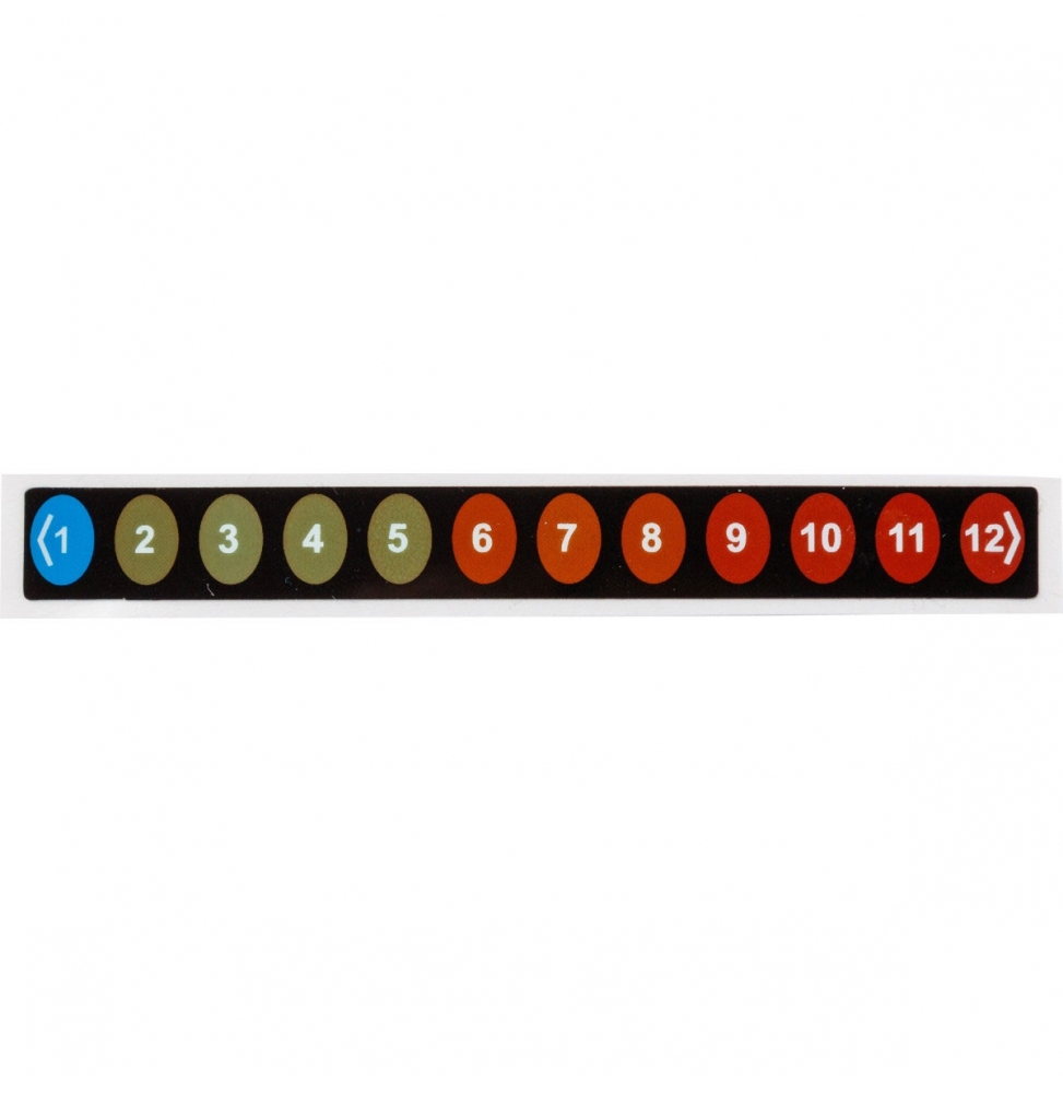 Etykiety temperaturowe poliestrowe czarne, zielone, czerwone, żółte, niebieskie, pomarańczowe TIL-8-1C-12C  89.92x9.91mm 10 szt