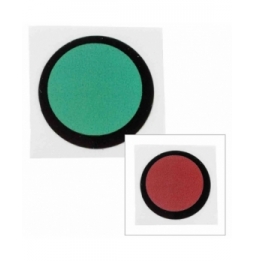Etykiety temperaturowe poliestrowe z nadrukiem podpowierzchniowym zielone, czerwone TIL-11-43C-DIA kółko ϕ 23.88 mm, 10 szt.