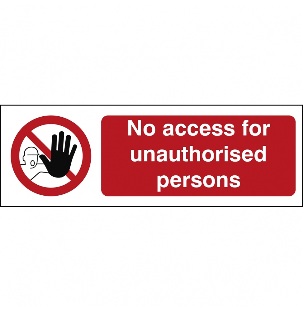 Znak bezpieczeństwa – Zakaz wstępu dla osób nieupoważnionych, P/PIC209/EN205-PP-450X150MM/1-B