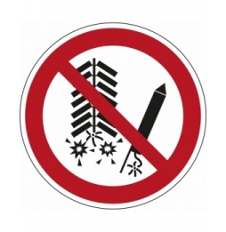 Znak bezpieczeństwa ISO – Zakaz odpalania fajerwerków (15szt.), P/P040/NT/PE-DIA30-15