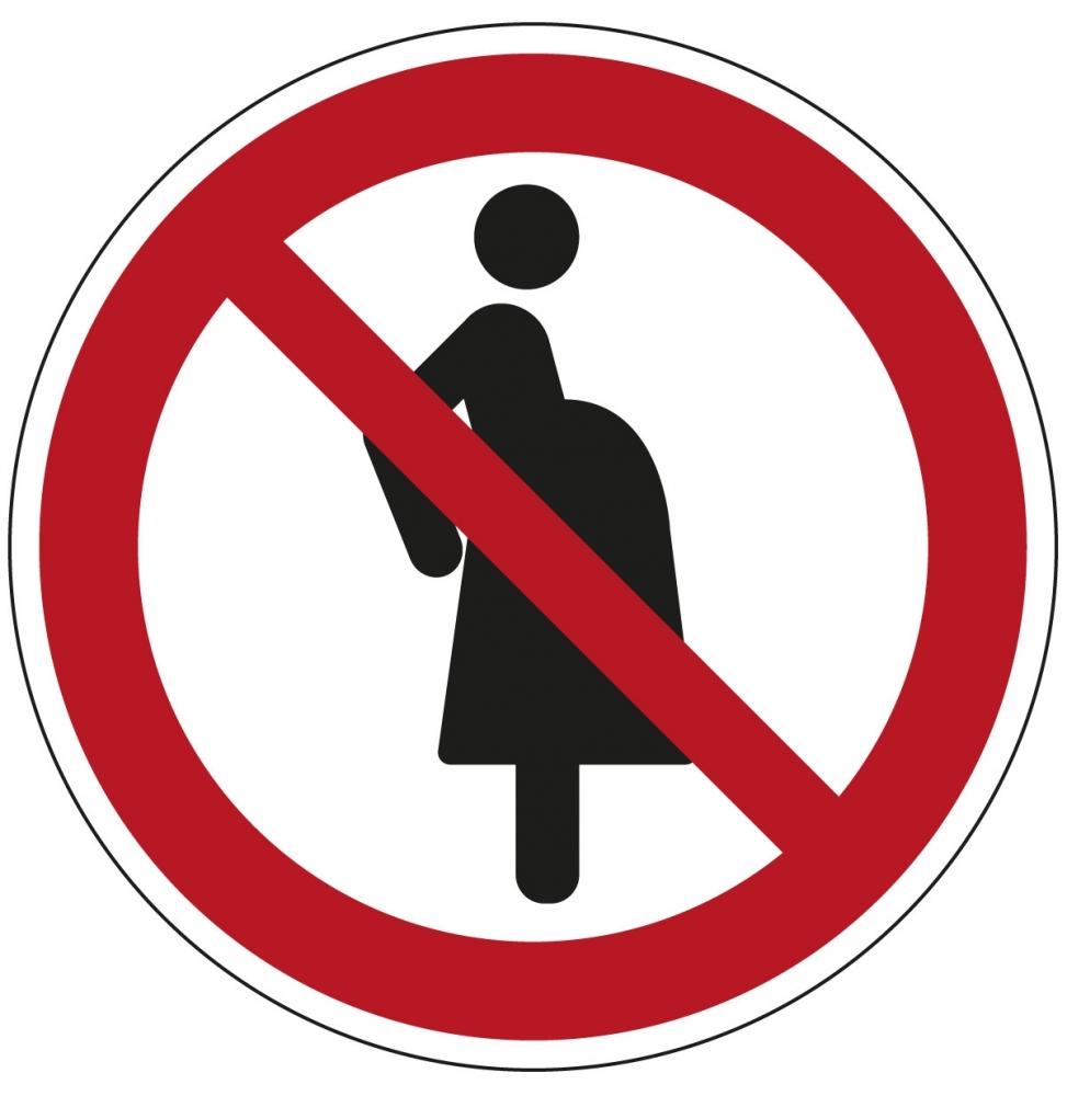 Znak bezpieczeństwa ISO – Zakaz wstępu dla kobiet w ciąży, P/P042/NT/ALU-DIA200-1