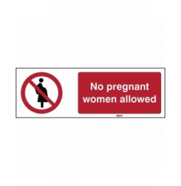 Znak bezpieczeństwa ISO – Zakaz wstępu dla kobiet w ciąży, P/P042/EN400/PE-450X150-1