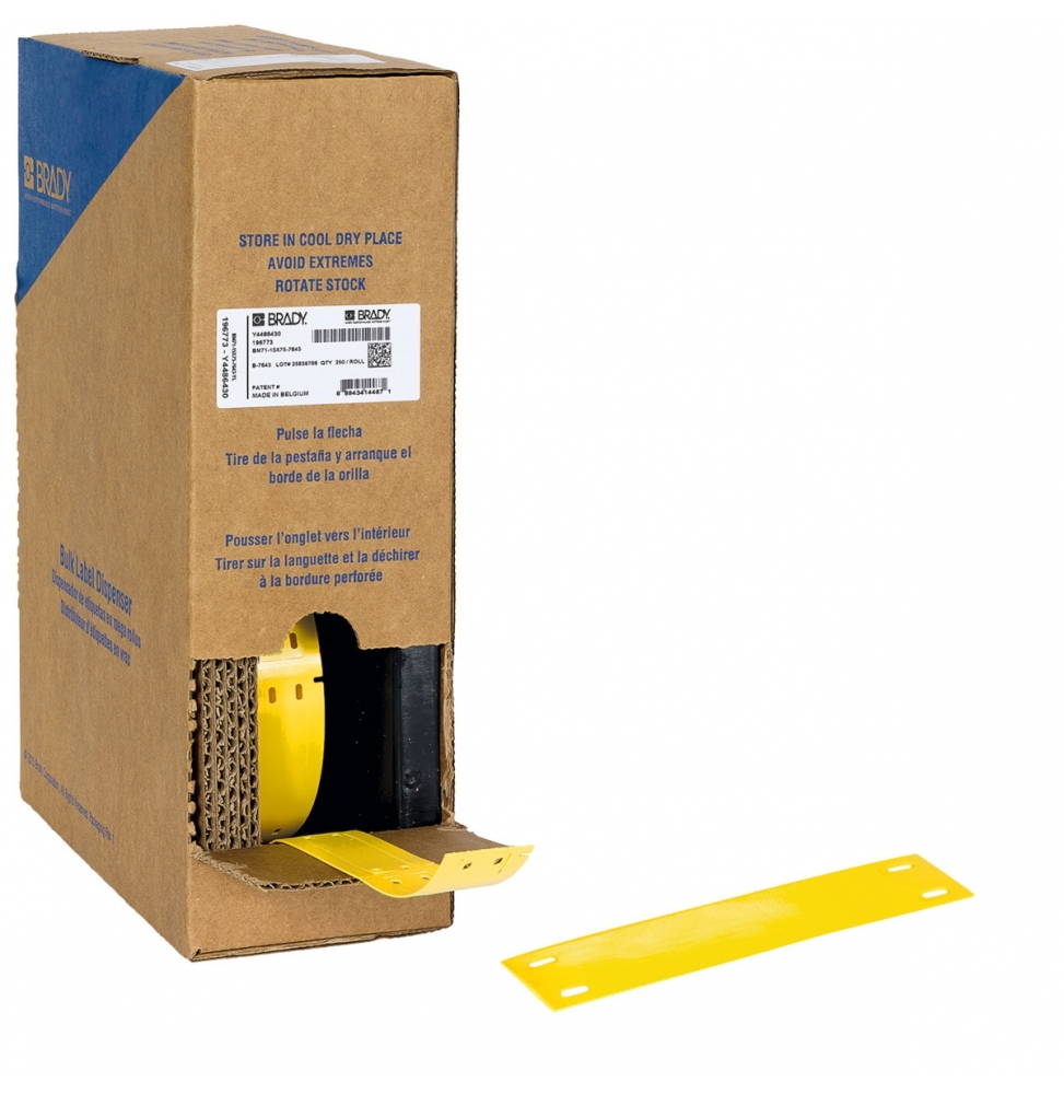 Przywieszki do kabli poliestrowe żółte BM71-15X75-7598-YL wym. 15.00 mm x 75.00 mm, 250 szt.
