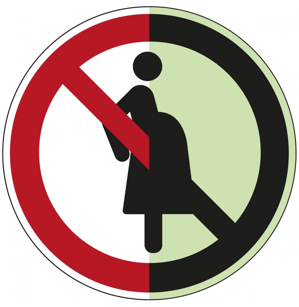 Znak bezpieczeństwa ISO – Zakaz wstępu dla kobiet w ciąży, P/P042/NT/ALU-PHOLUMC-DIA150-1