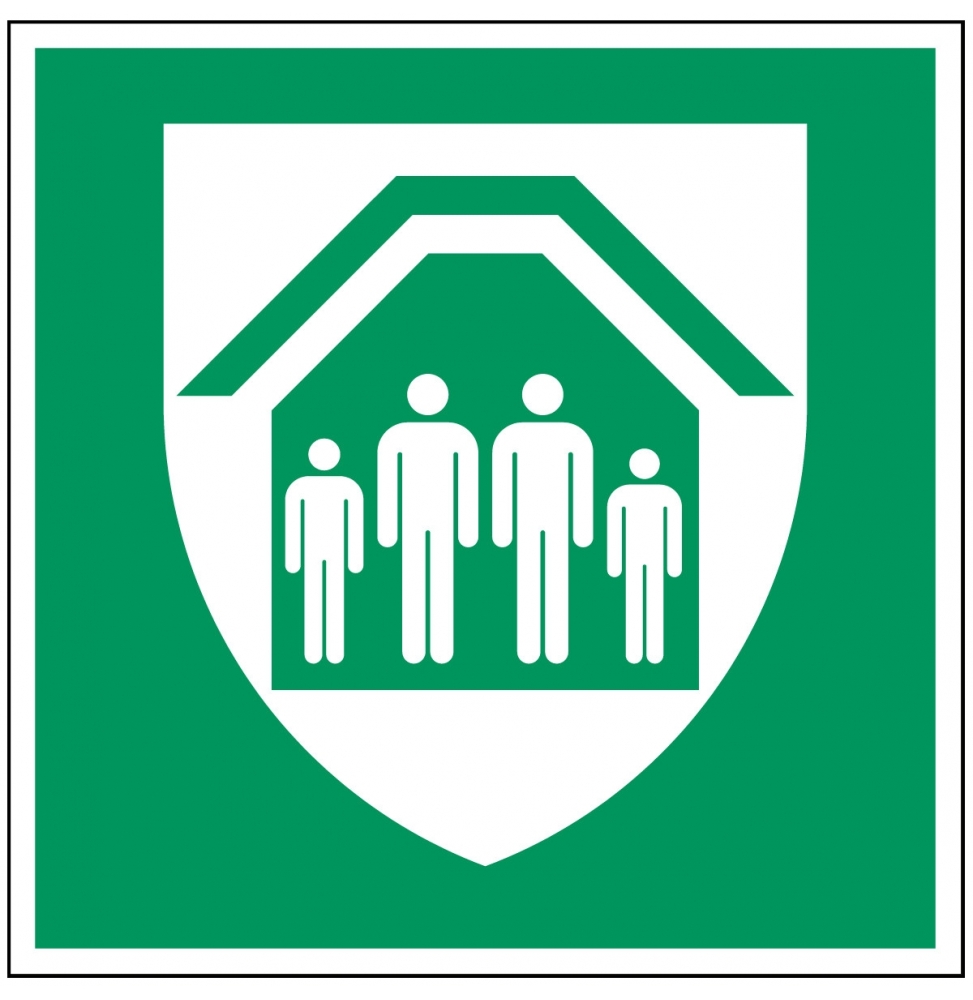Znak bezpieczeństwa ISO – Miejsce bezpiecznego schronienia, E/E021/NT/PE-100X100-1