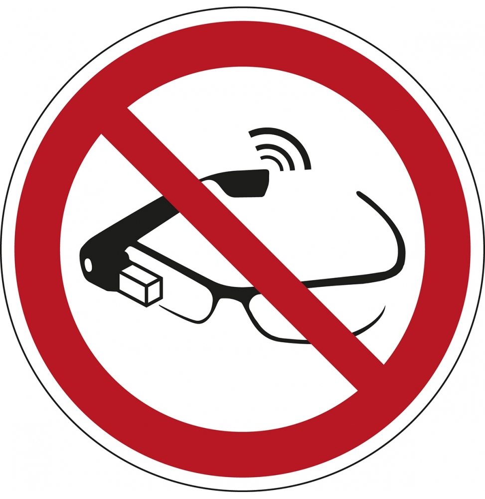 Znak bezpieczeństwa ISO – Zakaz korzystania z inteligentnych okularów, P/P044/NT/ALU-DIA200-1